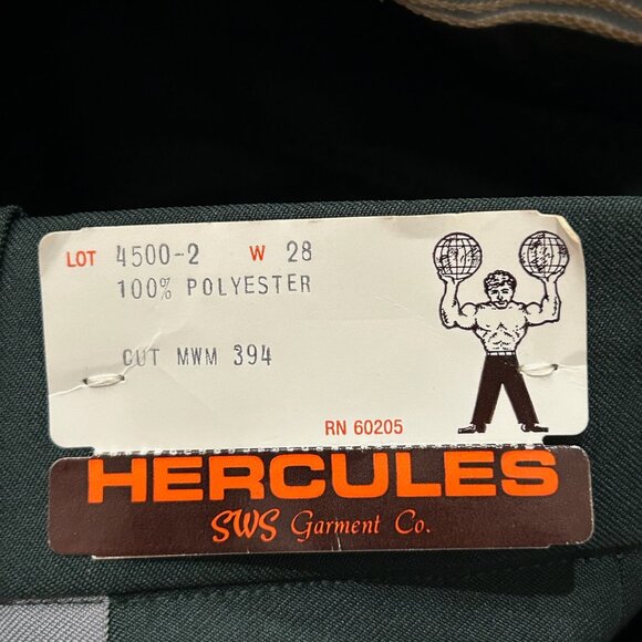 Vintage Hercules Mens Green Polyester Side Stripe Details Pants Sz 28 NWT - Picture 6 of 9